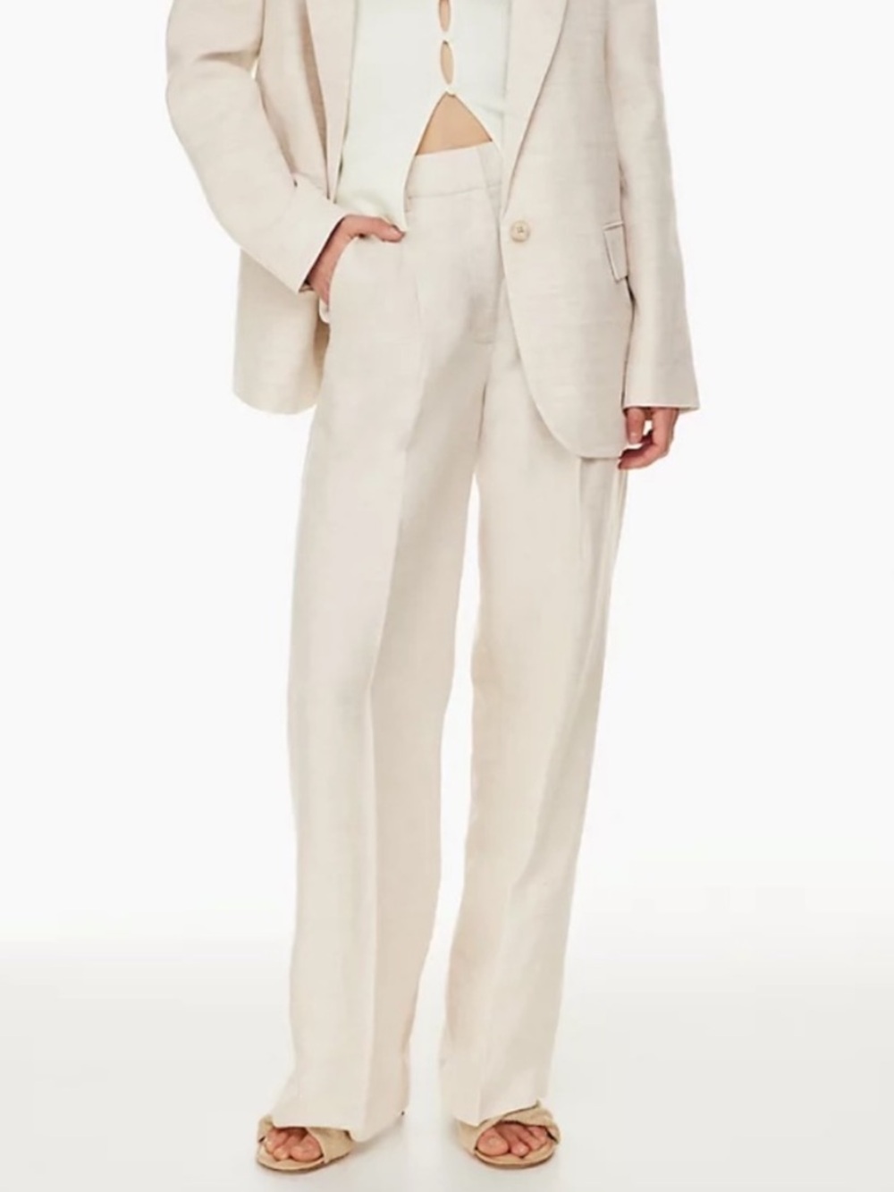 Wilfred The Effortless Pant Aritzia High-waisted wide-leg linen pants 0